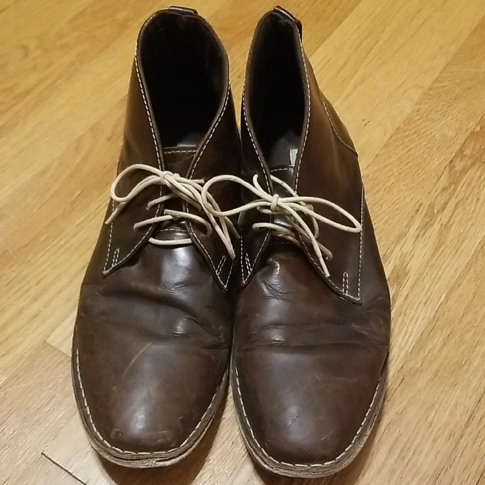 Steve Madden Men’s Leather Brown Distressed Lace Up Casual Chukka Boots Size 13